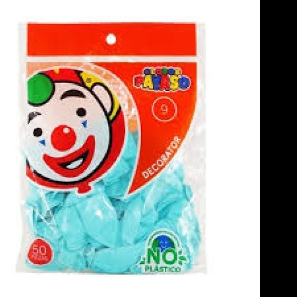 GLOBOS DECORATOR 9 BOLSA C50 PZAS AZUL AQUA